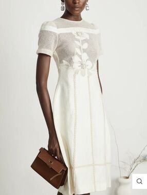 Miss Rosier Dress NWT Diane Floral Embroidered Openwork Midi Size XL